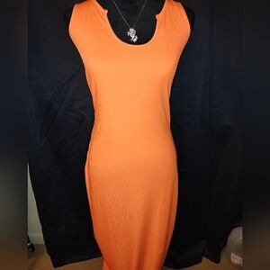 Elegant Orange Sleeveless Maxi Dress